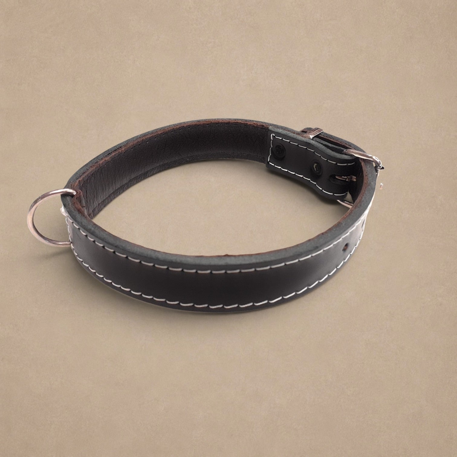 1" Black Plain Leather Dog Collar for Small and Medium Dog Breeds