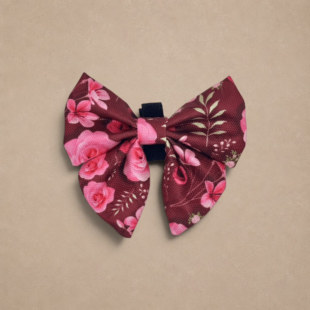 Dog Sailor Bow - Burgundy Bloom