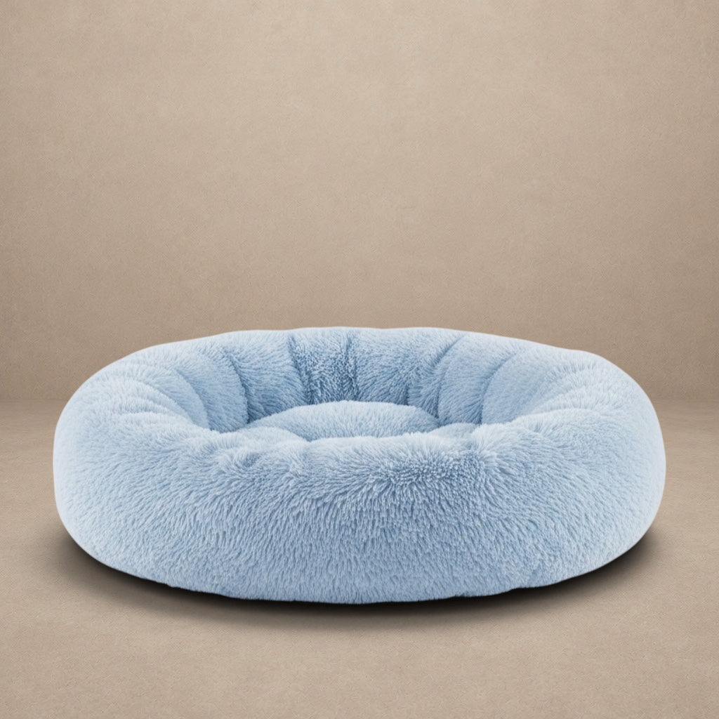Bedsure Calming Donut Dog Bed for Small Dogs – 23 - Inch Round Light Blue, Washable, Anti - Slip, Fits Up to 25 lbs