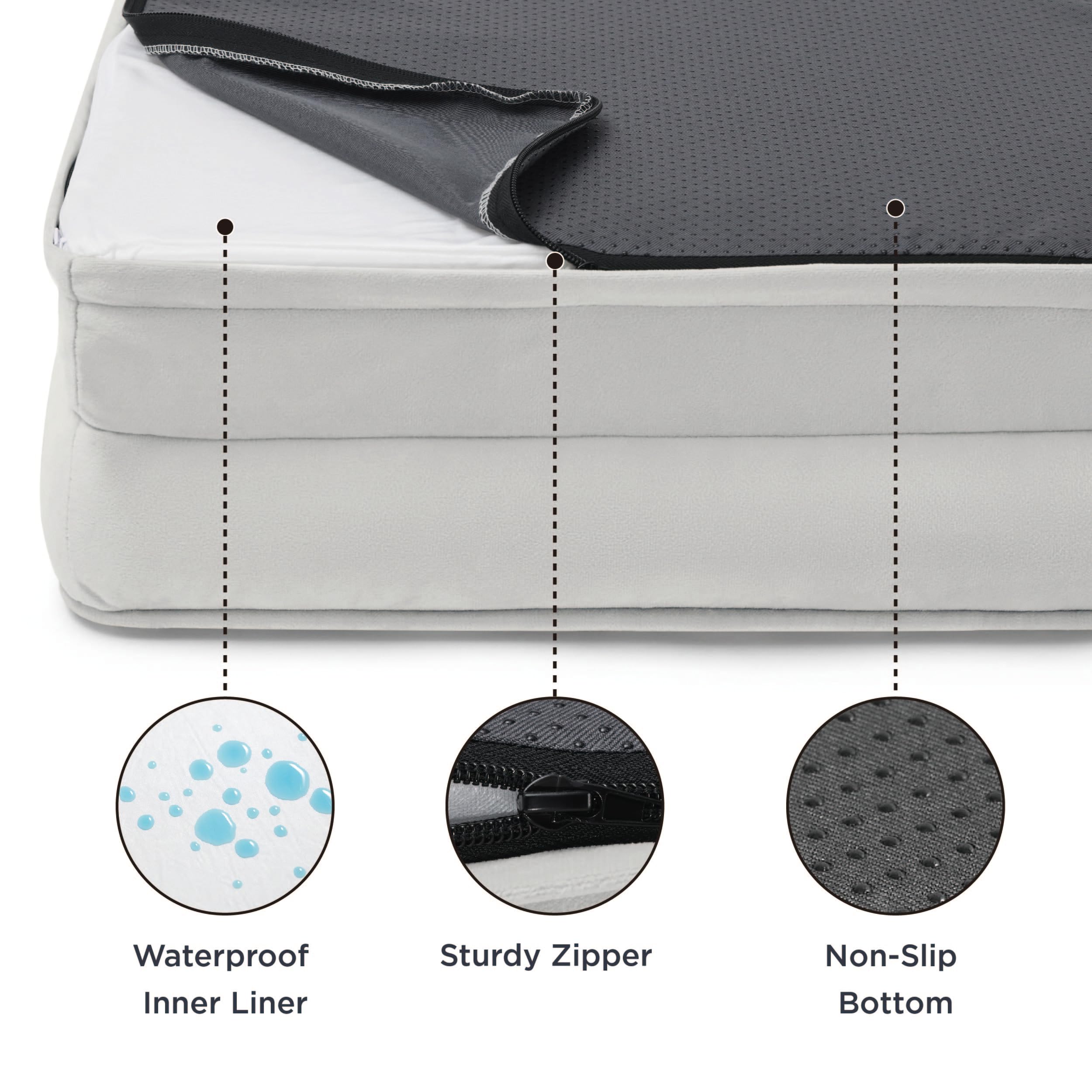 Bedsure Orthopedic Dog Bed for Small Dogs – Washable, Waterproof, 24 - inch Light Grey