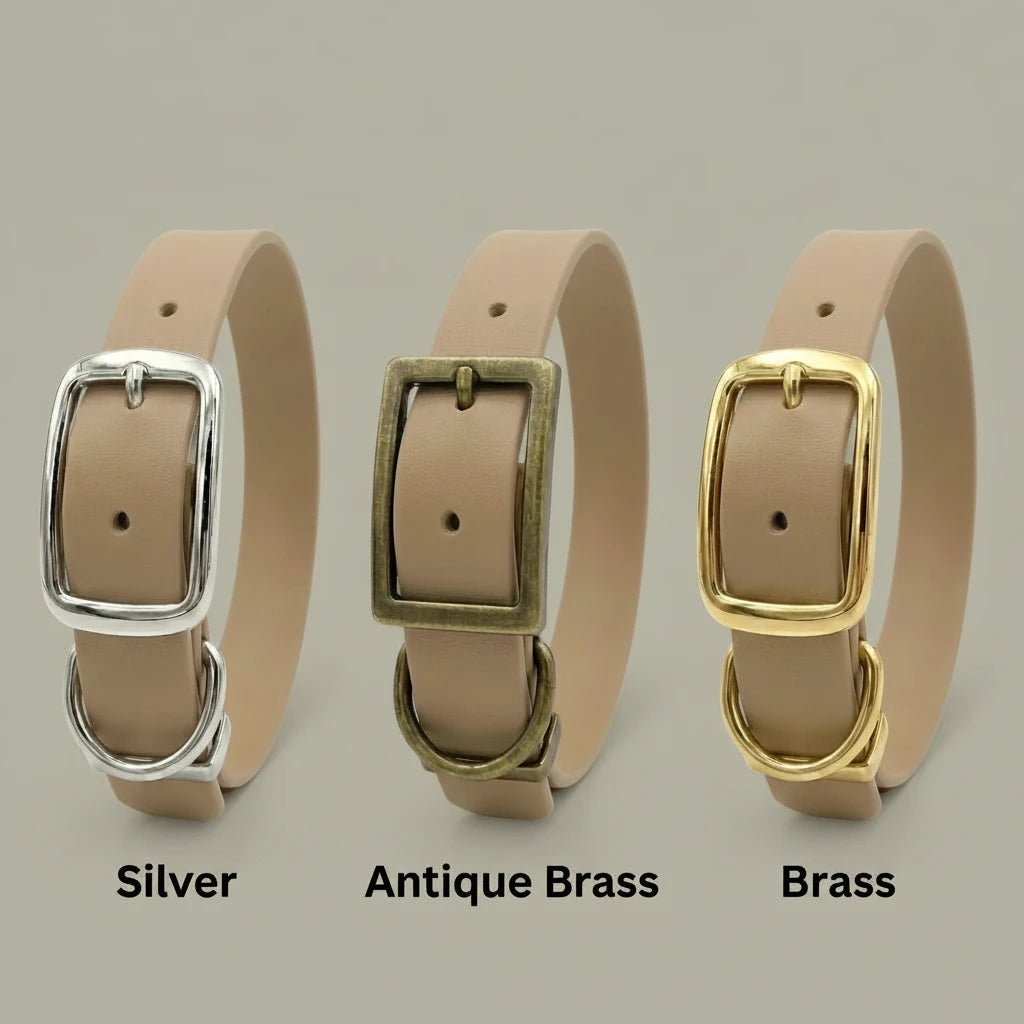 Beige Waterproof Biothane Buckle Dog Collar