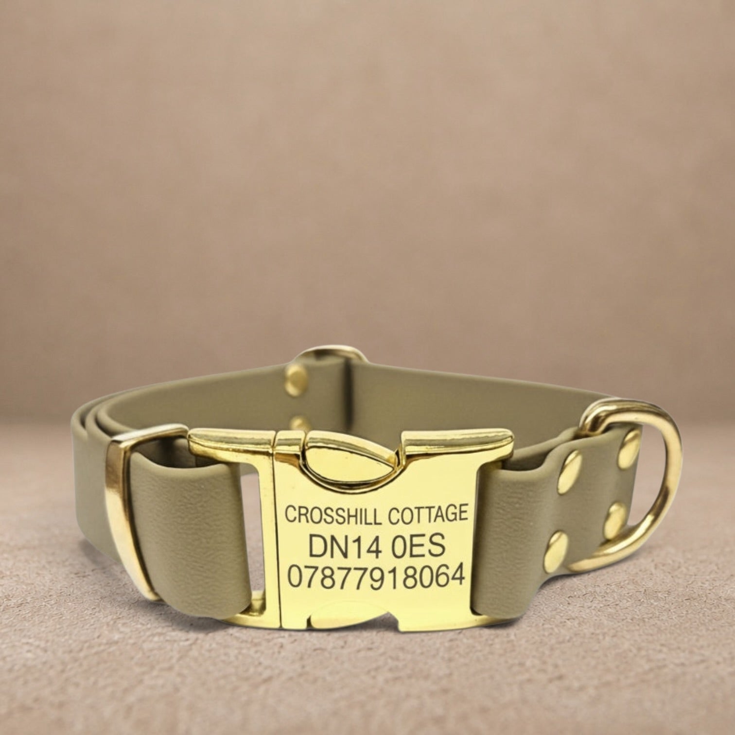 Beige Waterproof Biothane Metal Clasp Dog Collar