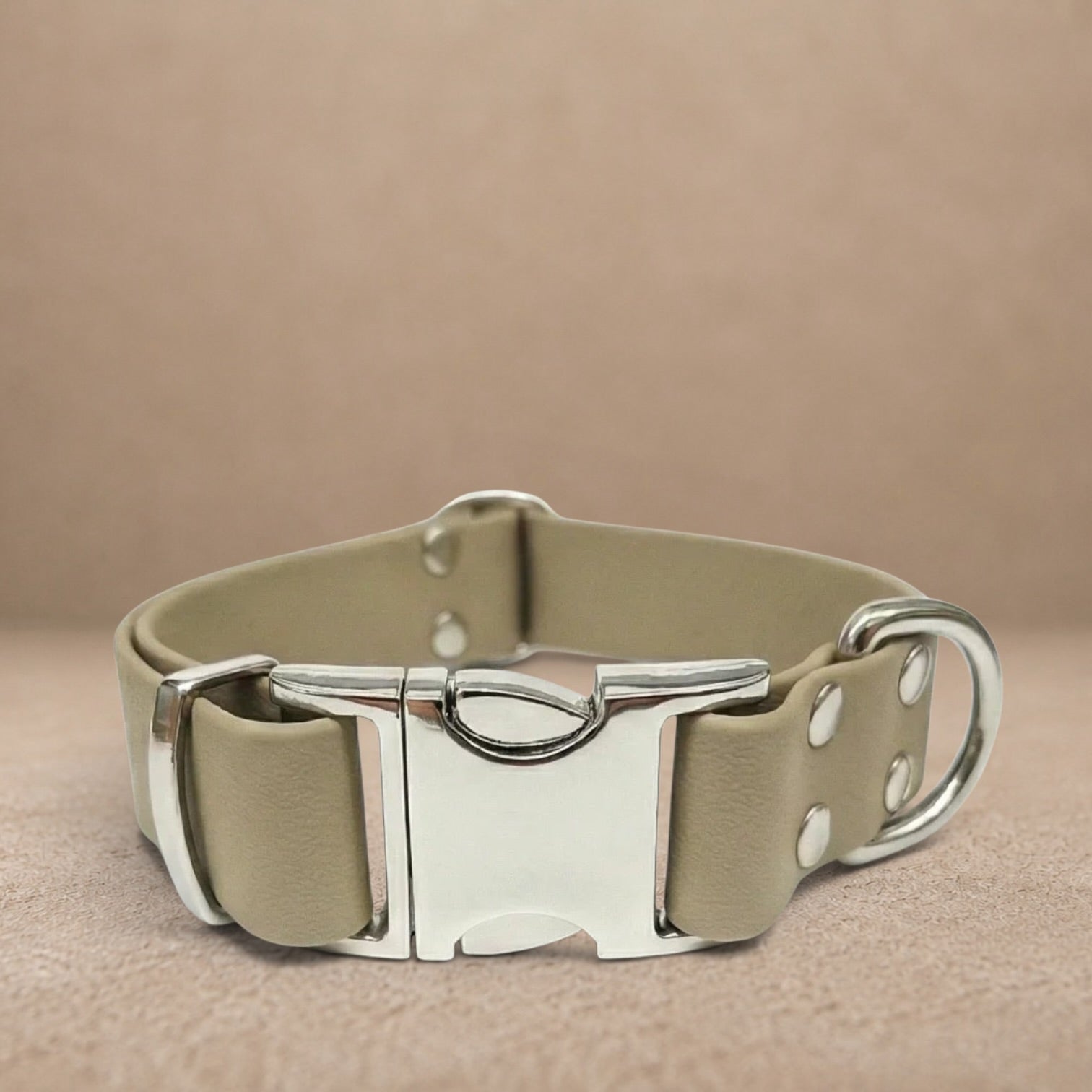 Beige Waterproof Biothane Metal Clasp Dog Collar
