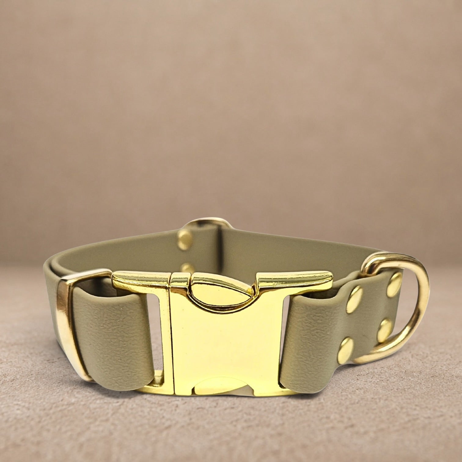 Beige Waterproof Biothane Metal Clasp Dog Collar
