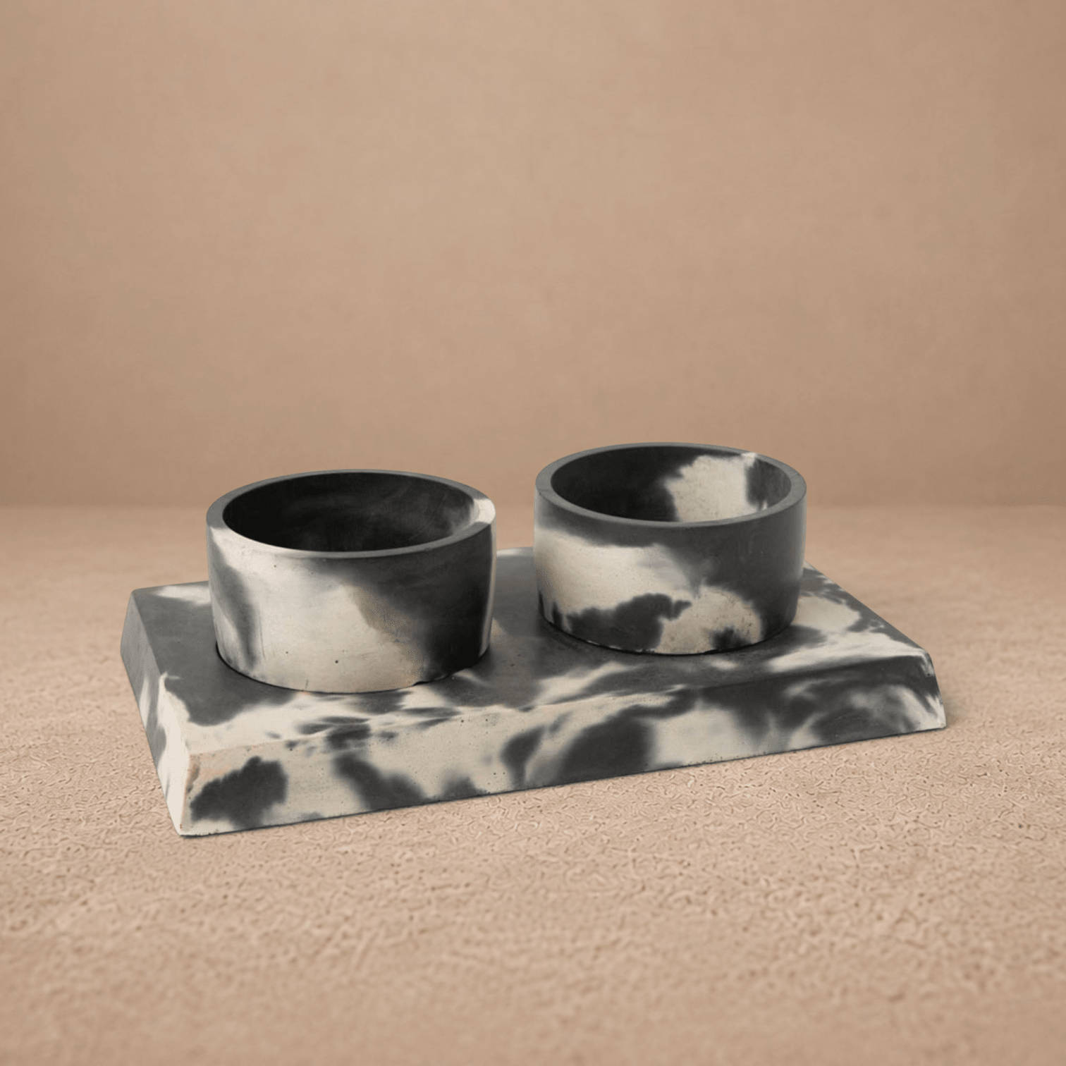 Concrete Pet Bowl Set by Smith & Goat (Charcoal & White)