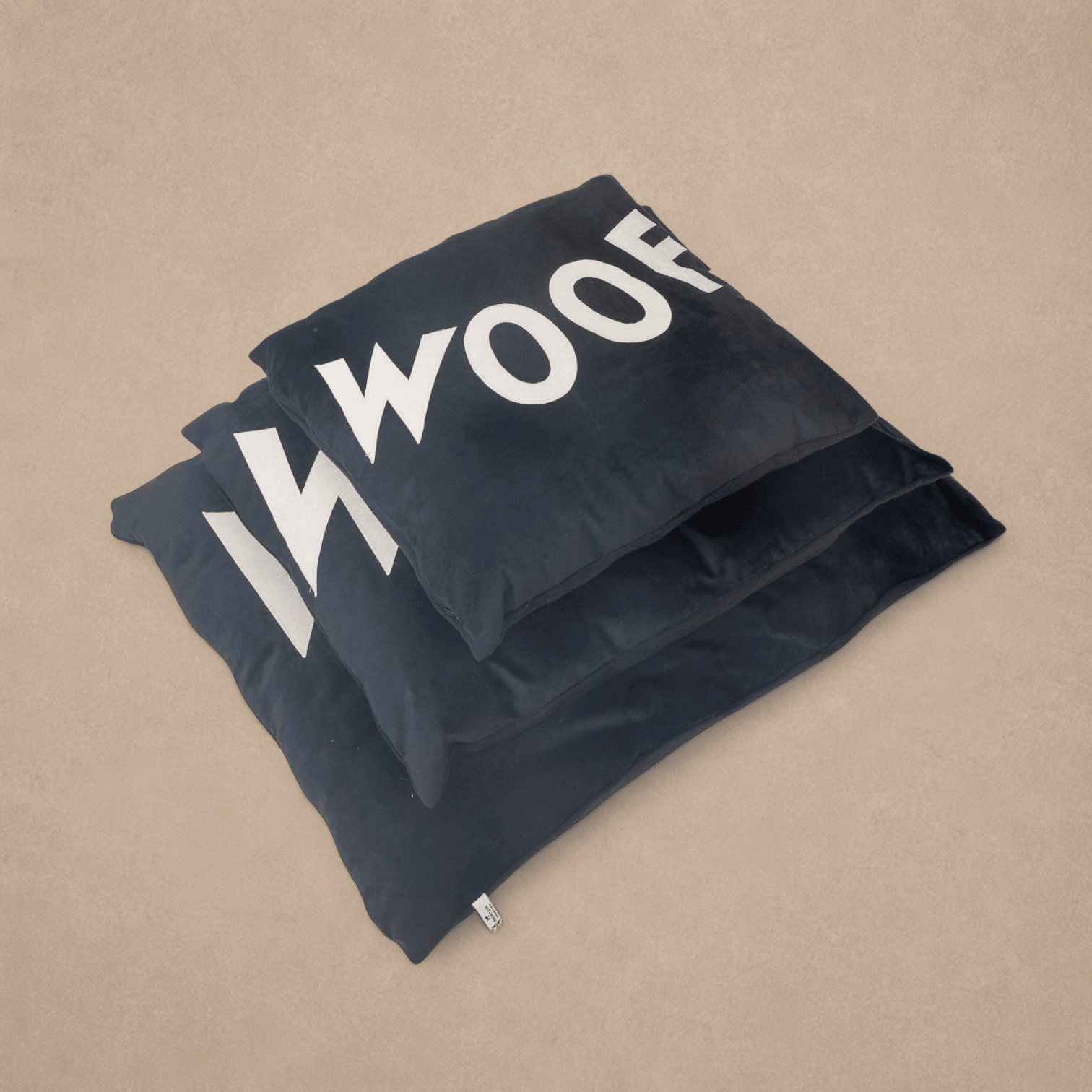 Dog Bed Big WOOF in Black Velvet