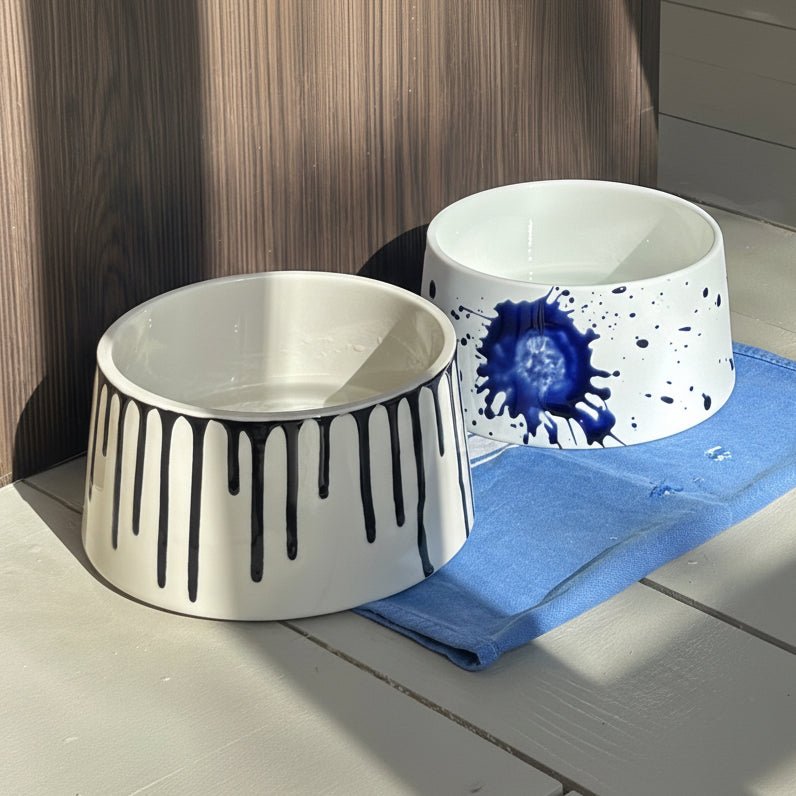  Earthenware Bowl - Black Drip Glaze