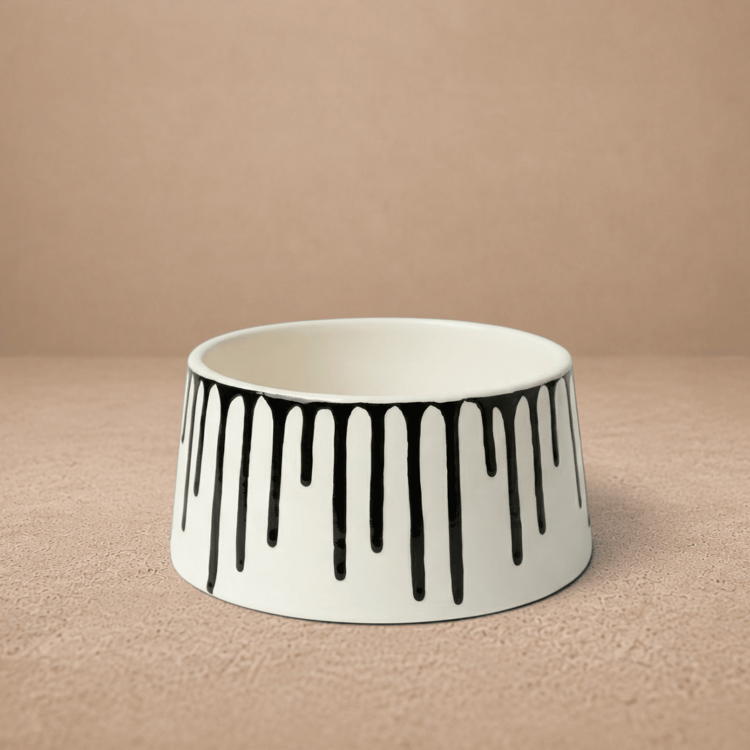  Earthenware Bowl - Black Drip Glaze