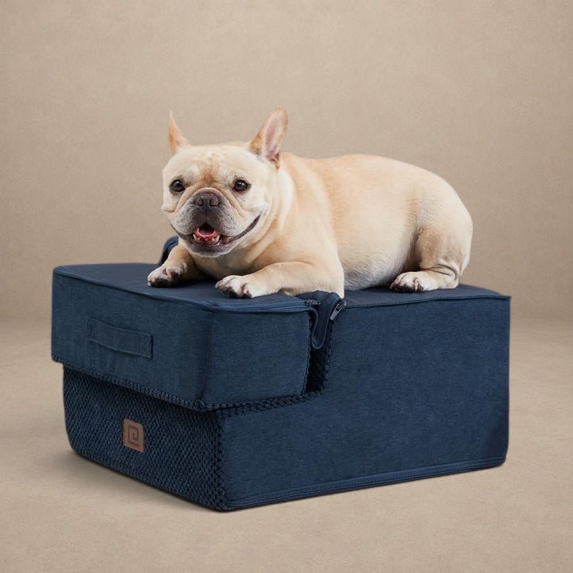 EHEYCIGA Dog Stairs – 3 - Step Navy (13.5 in H) for Sofa, Non - Slip, Foldable