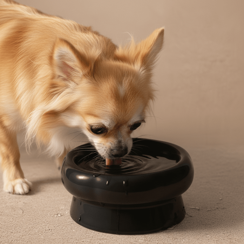 Flower Ceramic Pet Bowl – Black (Low Profile)