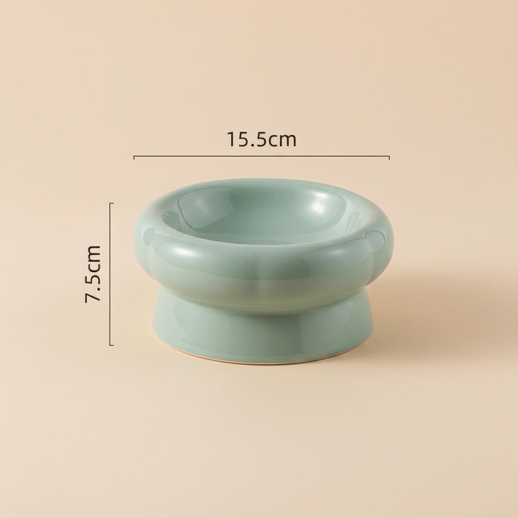 Flower Ceramic Pet Bowl – Soft Green (Low Profile)