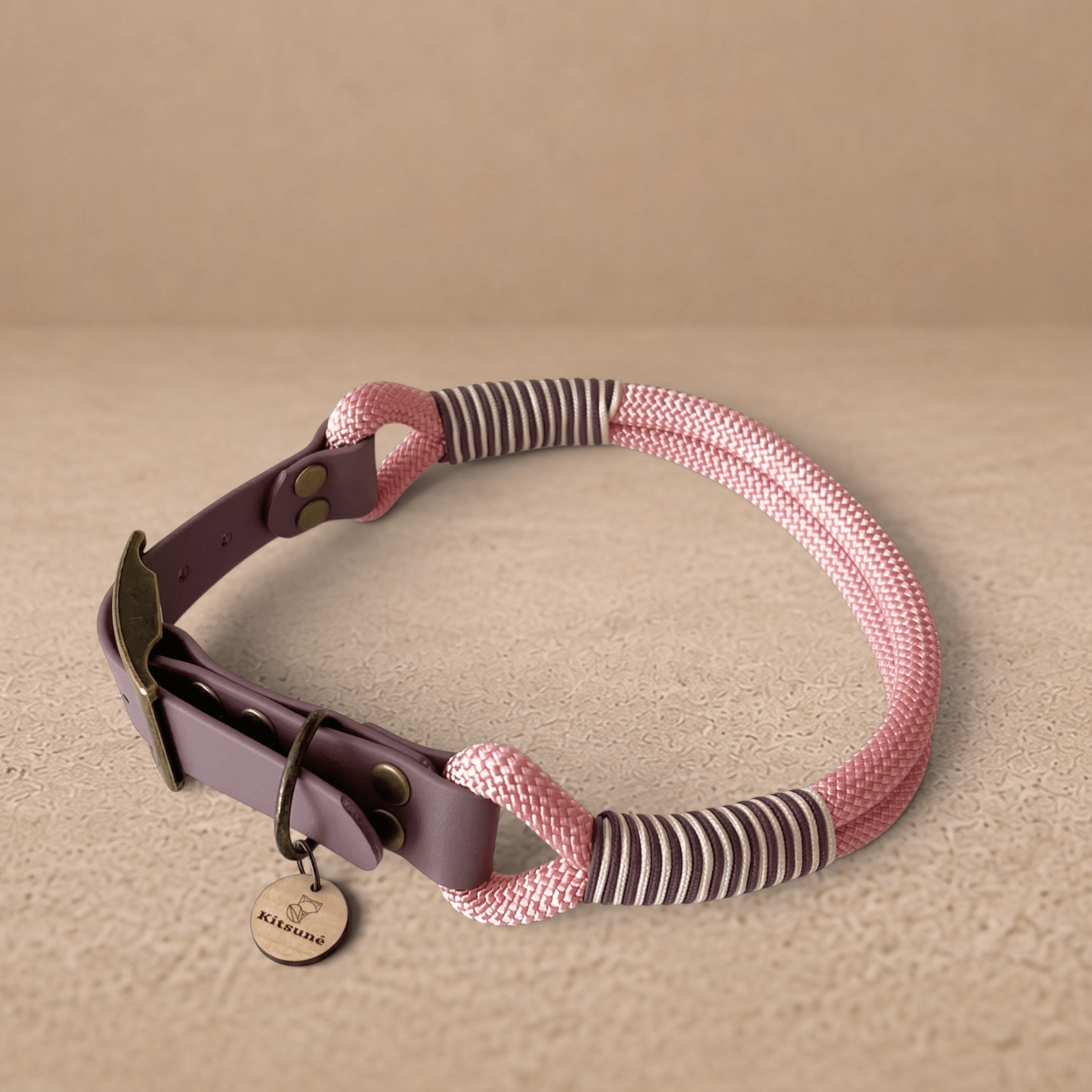 Kitsuné Pink Paracord & Biothane Dog Collar