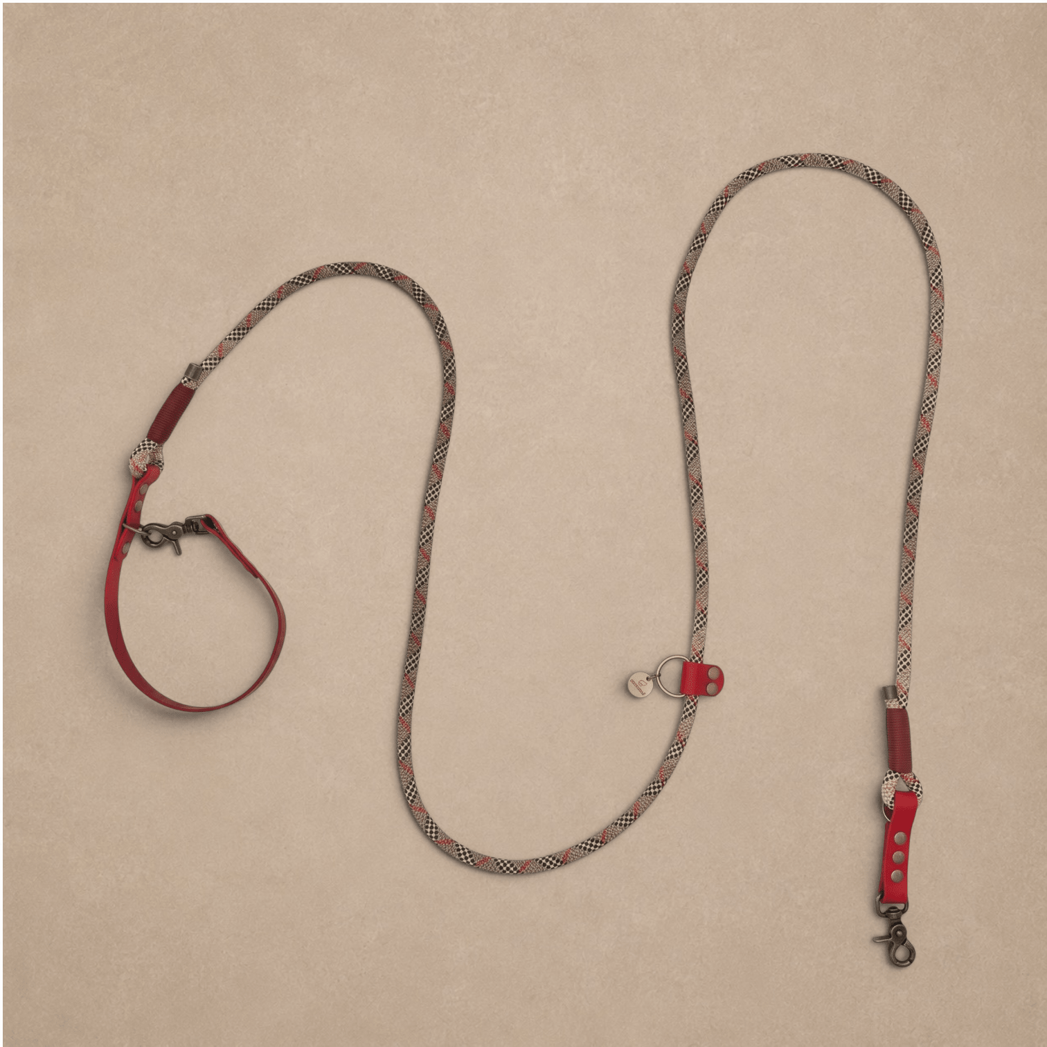 Kitsuné Tartan Red Multiposition Paracord & Biothane Lead
