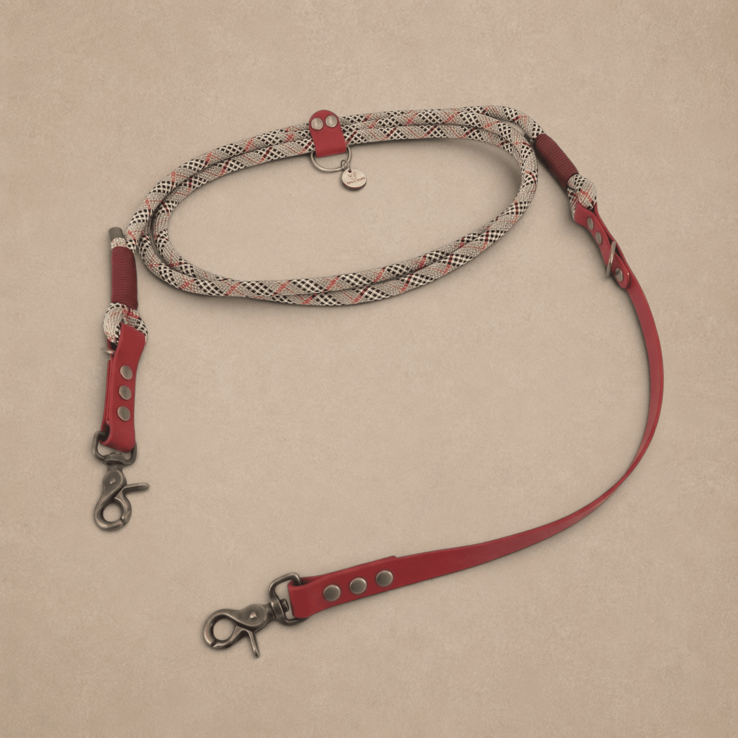 Kitsuné Tartan Red Multiposition Paracord & Biothane Lead