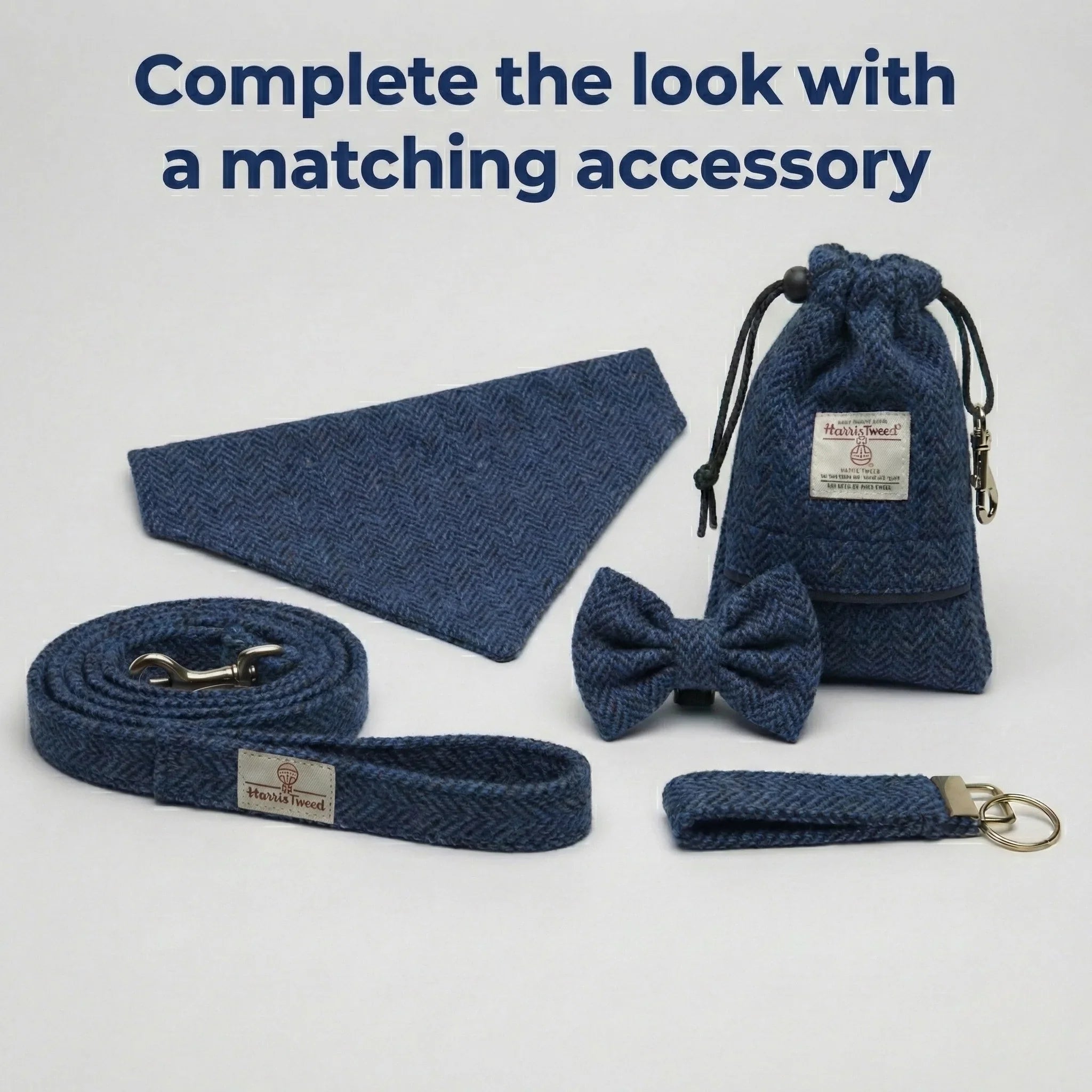 Midnight Blue Herringbone - Buckle Fastening Luxury Harris Tweed Dog Collar