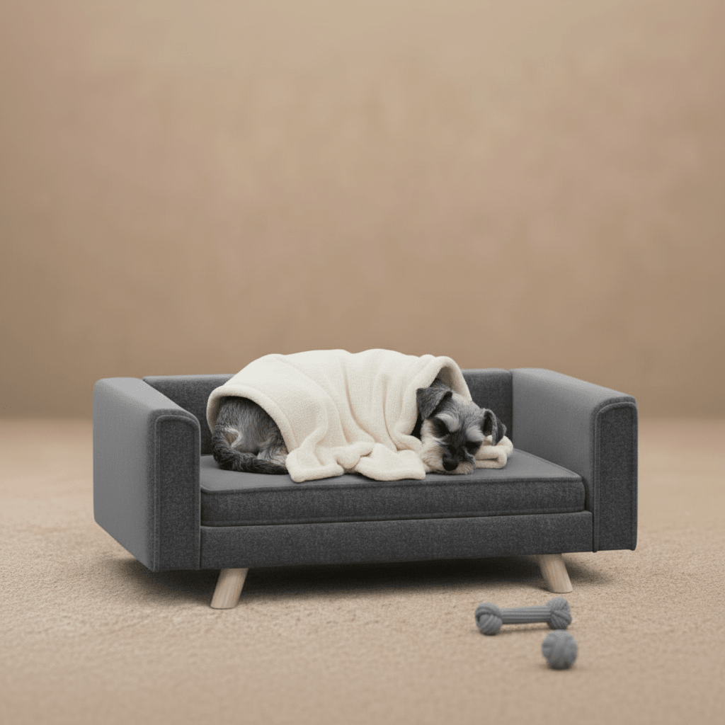PawHut Elevated Dog Sofa Bed - Medium/Small Dogs, Grey - Comfy & Stylish