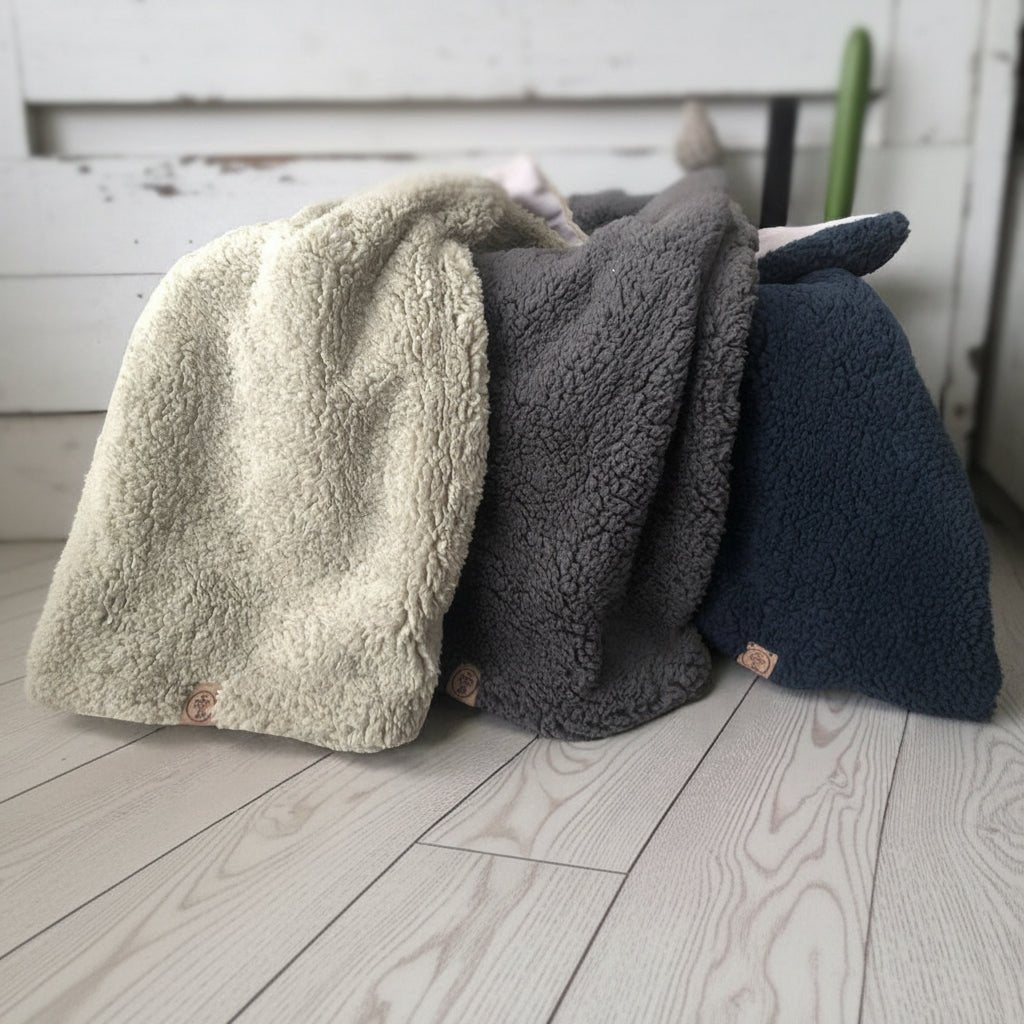 Premium Sherpa Fleece Dog Blanket | Handmade Soft Reversible Pet Throw | Cosy Luxury Dog Bedding UK