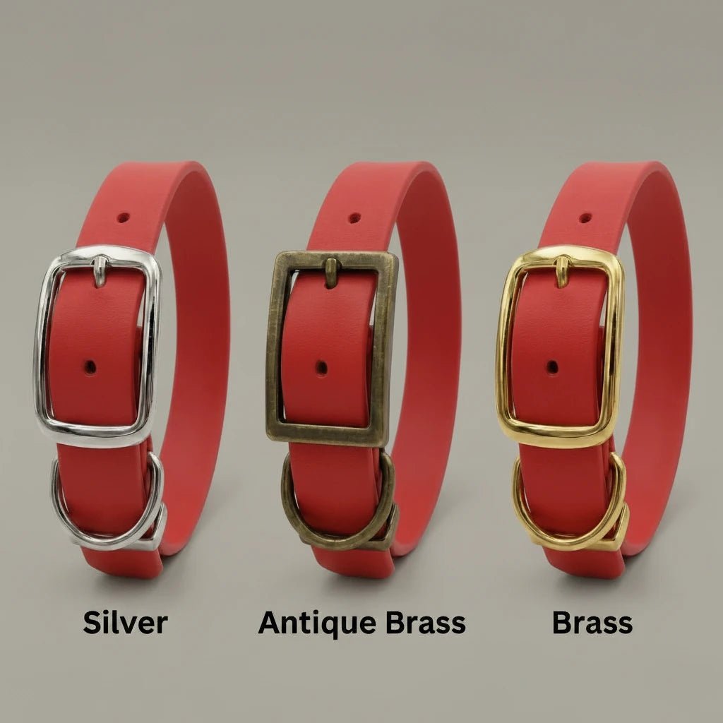 Red Waterproof Biothane Buckle Dog Collar