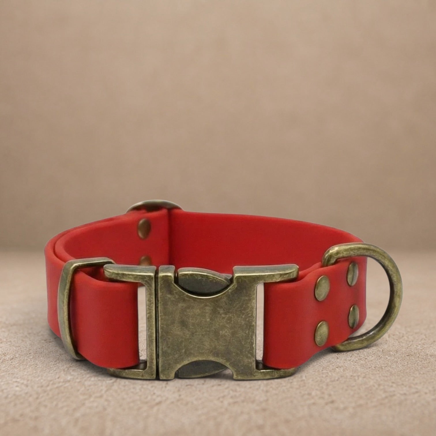 Red Waterproof Biothane Metal Clasp Dog Collar
