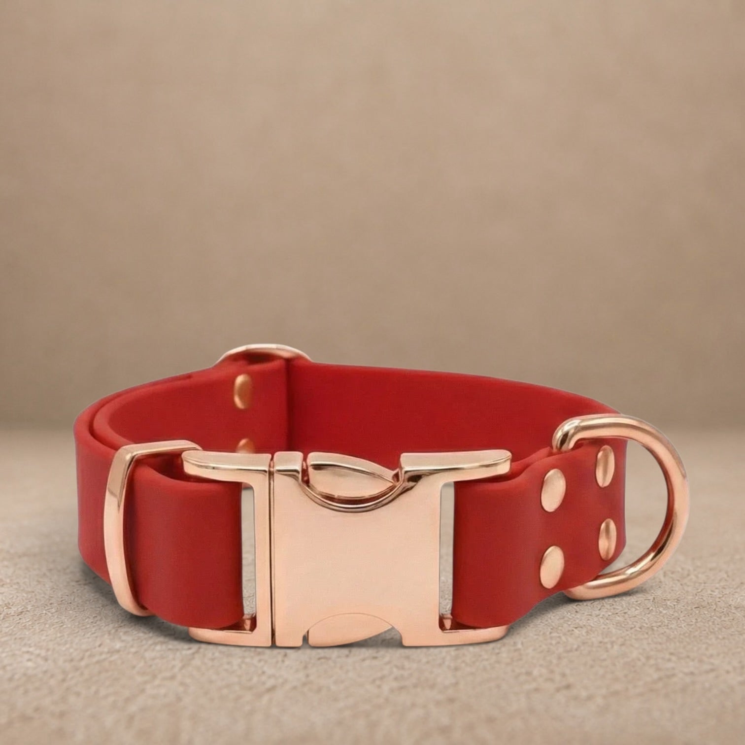 Red Waterproof Biothane Metal Clasp Dog Collar