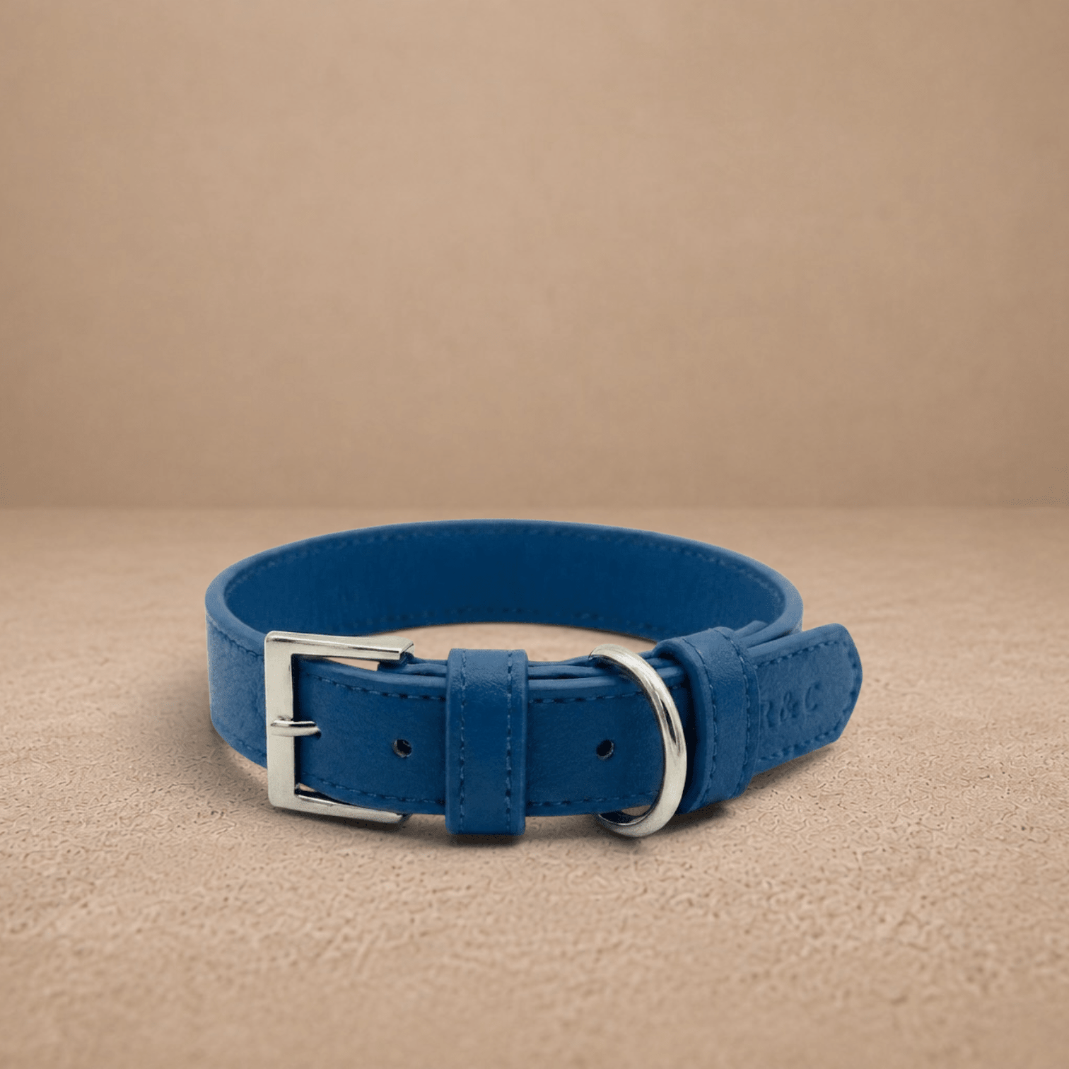 Royal Blue Leather Dog Collar