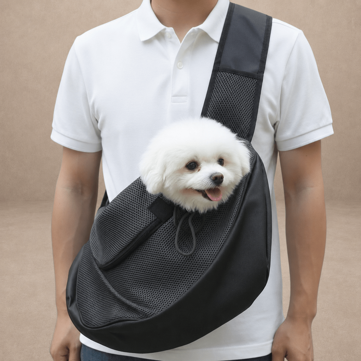 Small Dog Carrier Messenger Style Black & Grey