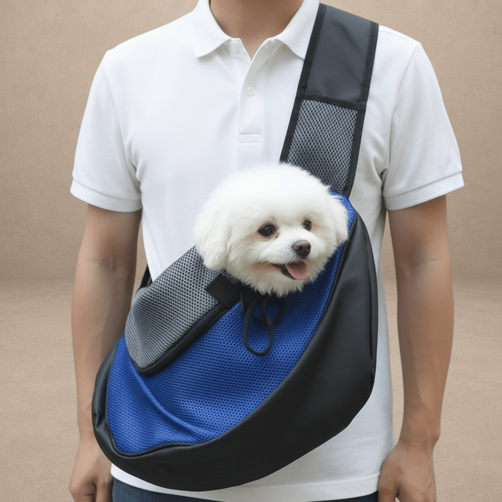 Small Dog Carrier Messenger Style Blue & Grey 2 Sizes