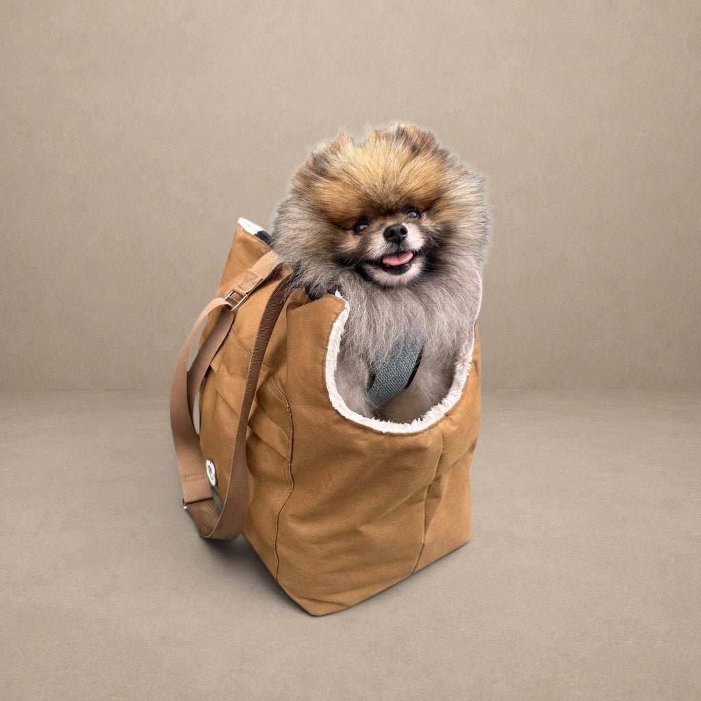 Soho Poms Compton Brown & Cream Pet Carrier - Ideal for Dogs & Cats
