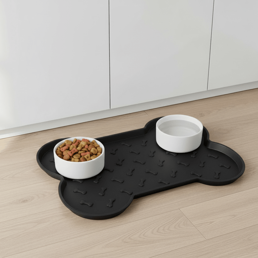 Spill-Proof Dog Feeding Mat - Black