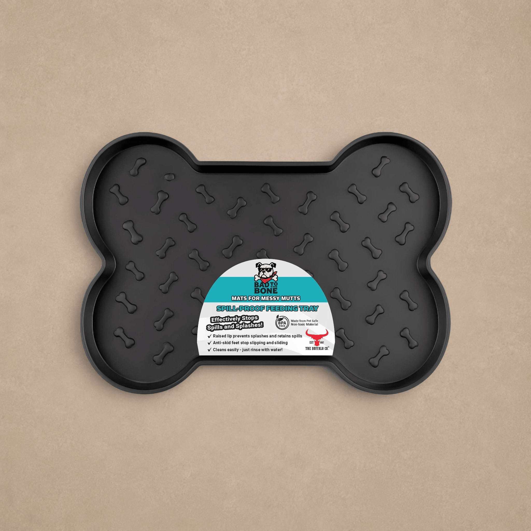 Spill-Proof Dog Feeding Mat - Black