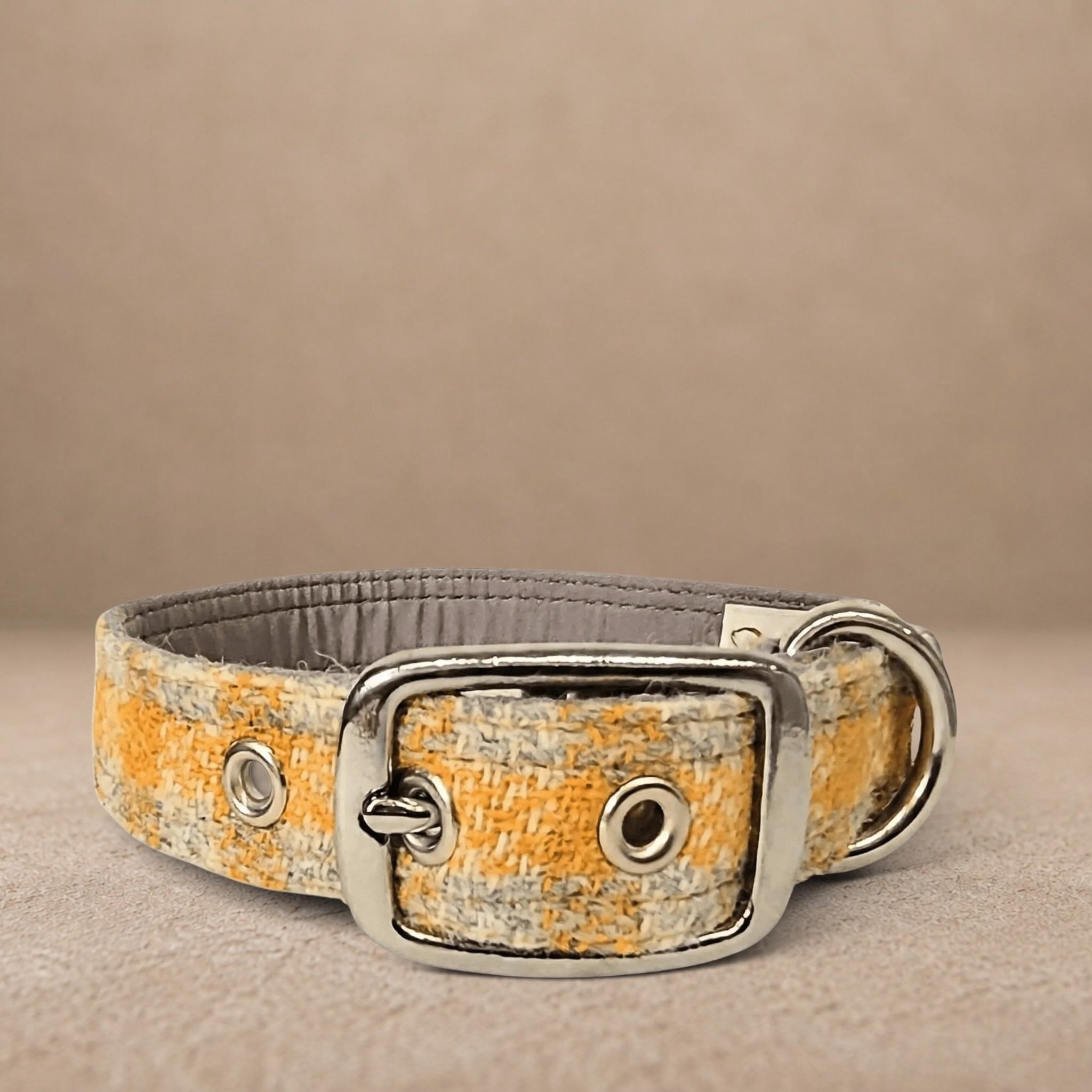 Sunflower Check - Buckle Fastening Luxury Harris Tweed Dog Collar
