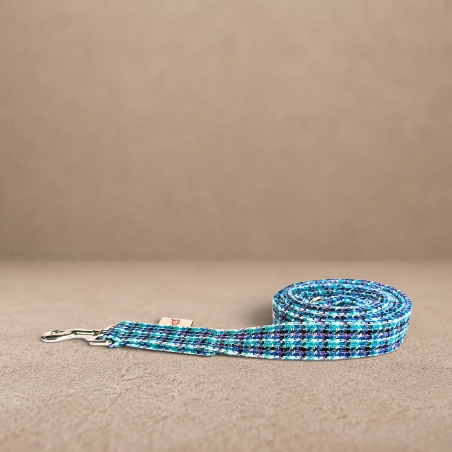 Teal, Lilac & Black Check Luxury Harris Tweed Dog Lead