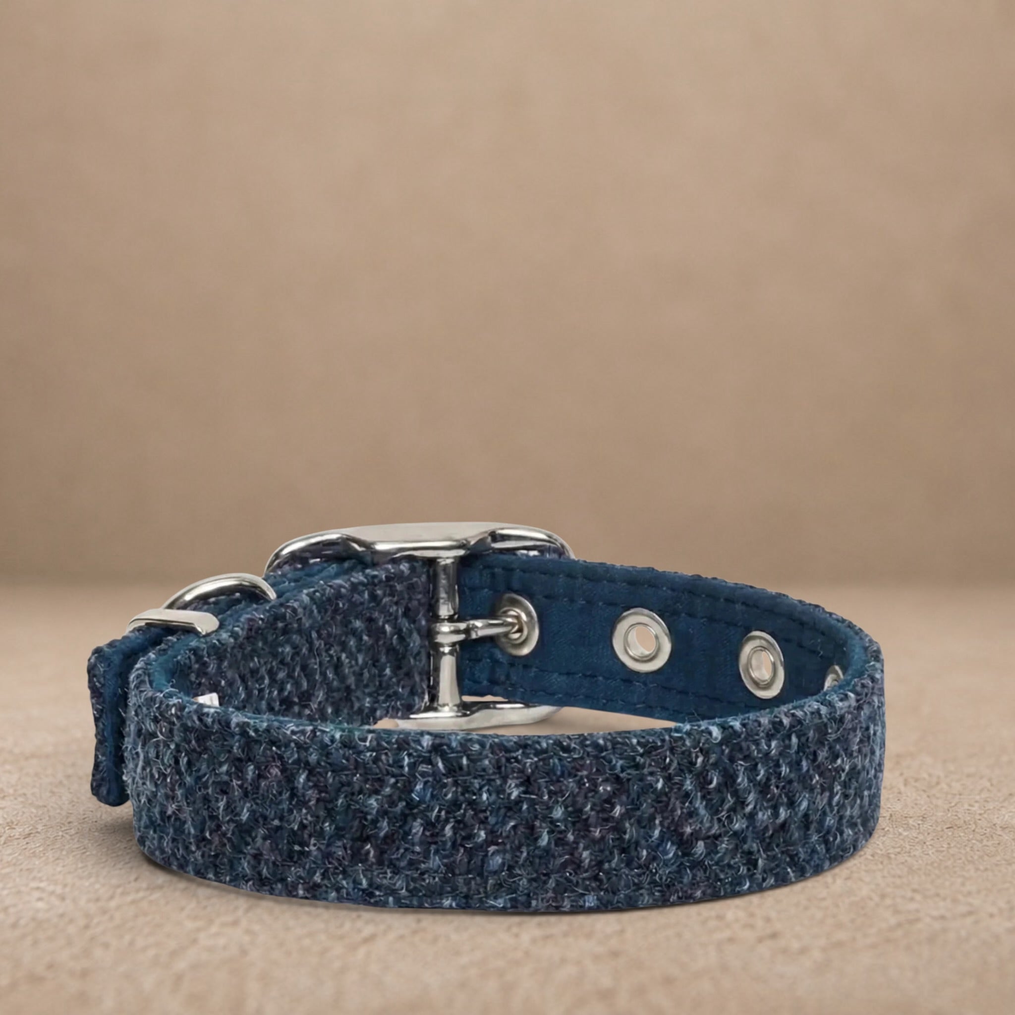 Teal With a Touch of Blue - Buckle Fastening Luxury Harris Tweed Dog Collar
