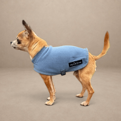 Tiny Toastie Water Repellent Fleece Dog Coat by My Chi and Me Dusky Blue