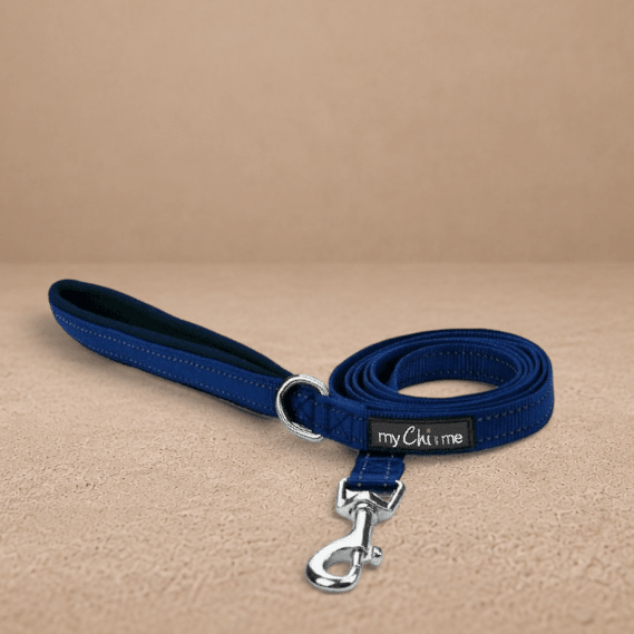 Tiny Trails Reflective 15mm Webbing Lead with Neoprene Handle Lining Navy