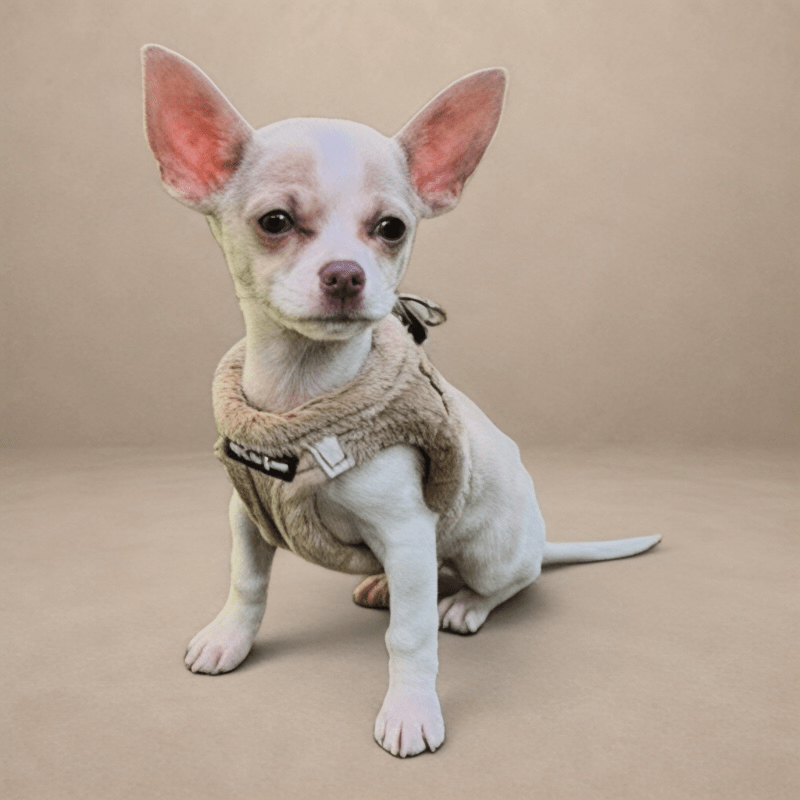 Tiny Trails Step In Soft Touch Suede Effect Faux Fur Lined Puppy and Small Dog Harness Caramel