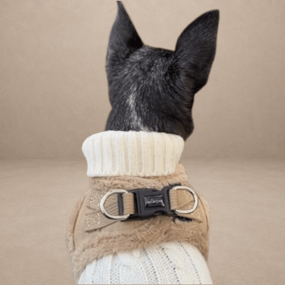 Tiny Trails Step In Soft Touch Suede Effect Faux Fur Lined Puppy and Small Dog Harness Caramel