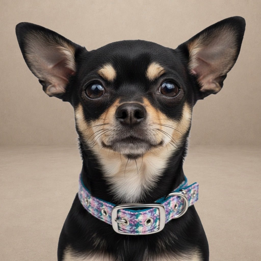 Wisteria Houndstooth - Buckle Fastening Luxury Harris Tweed Dog Collar