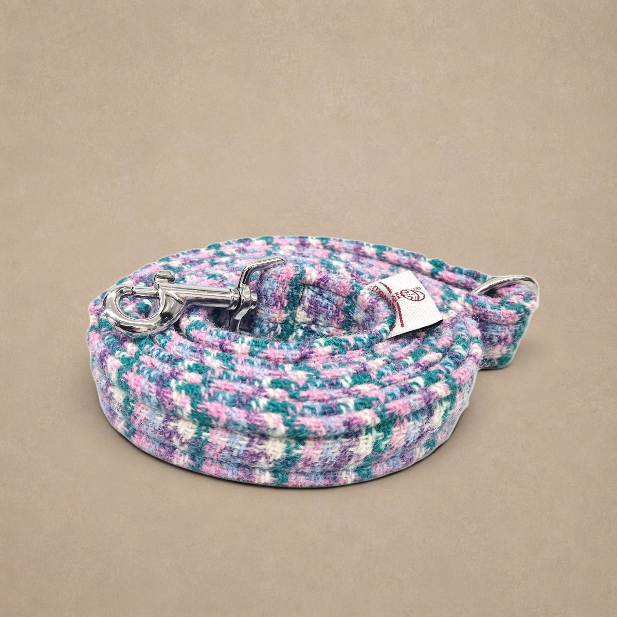 Wisteria Houndstooth Luxury Harris Tweed Dog Lead