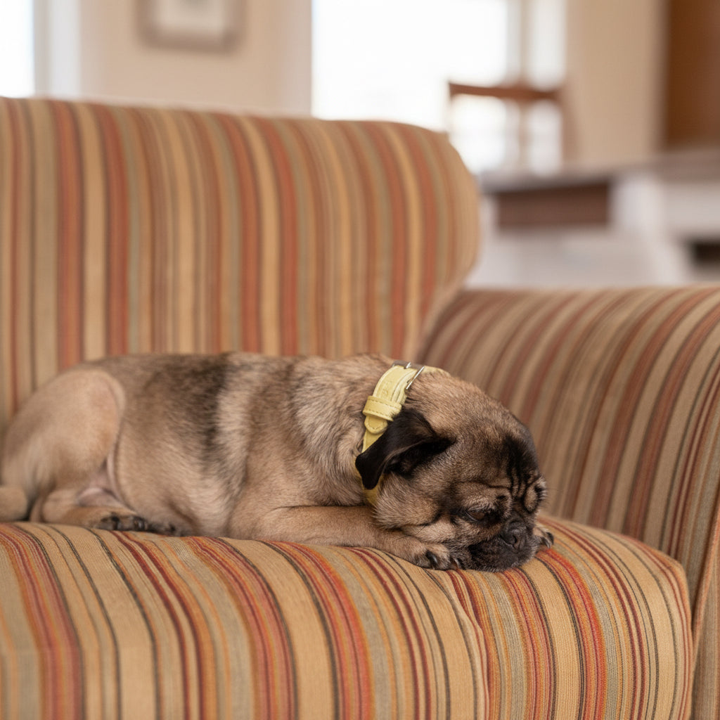 Yellow Leather Dog Collar