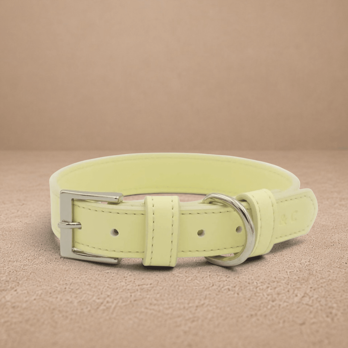 Yellow Leather Dog Collar
