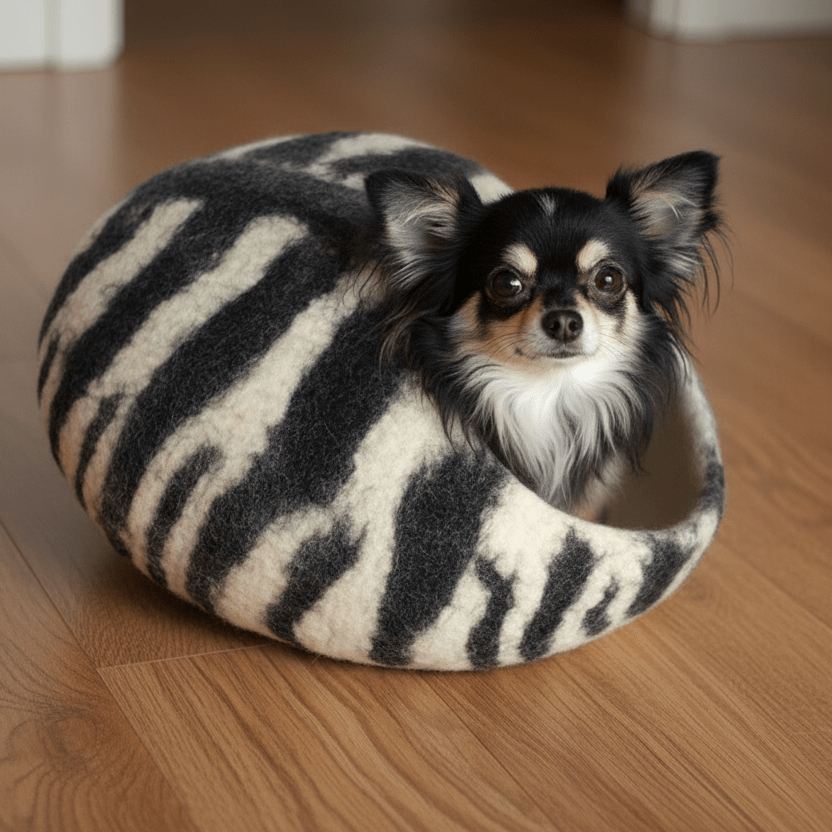Zebra Wool Cocoon Basket