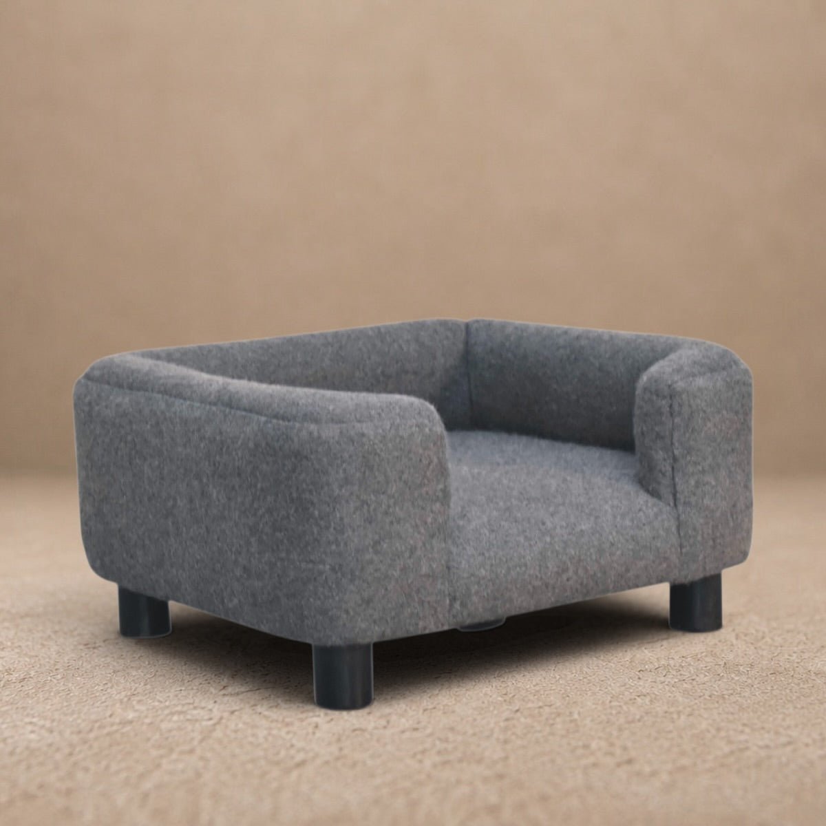 Artisan Furniture Solid Mango Wood Mini Battleship Tweed Pet Sofa Bed