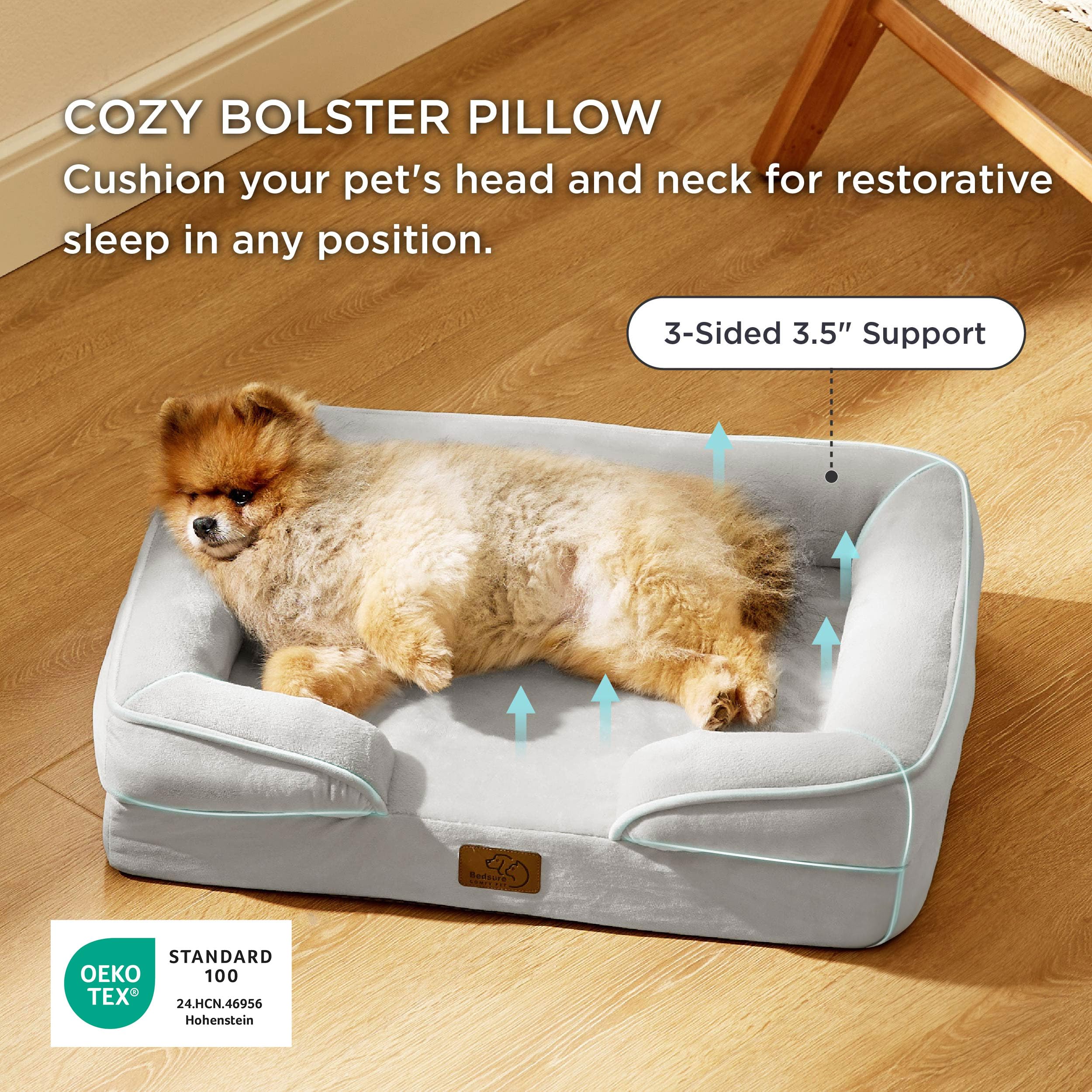 Bedsure Orthopedic Dog Bed for Small Dogs – Washable, Waterproof, 24 - inch Light Grey
