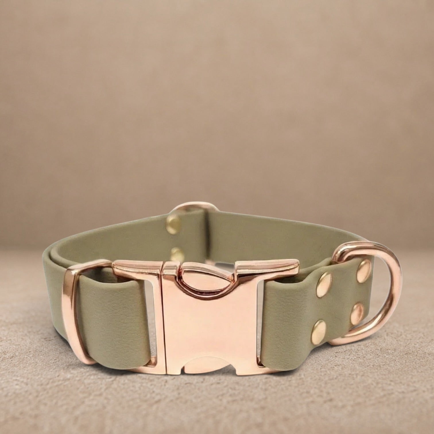 Beige Waterproof Biothane Metal Clasp Dog Collar