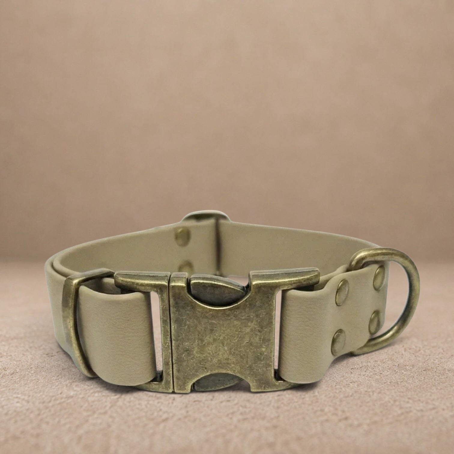 Beige Waterproof Biothane Metal Clasp Dog Collar