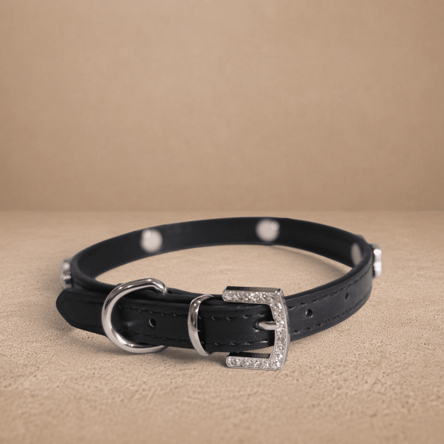 Black Rhinestone Bone Dog Collar