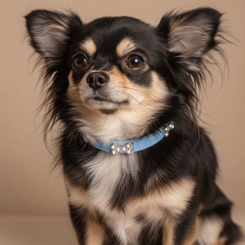 Blue Rhinestone Bone Dog Collar