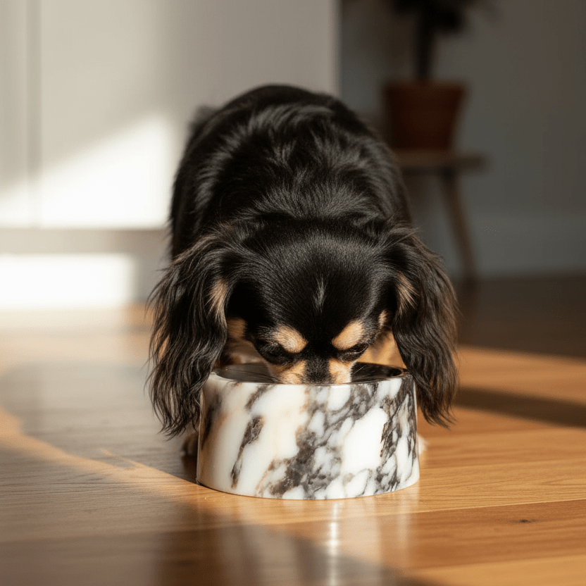 Calacatta Viola Marble Dog Bowl