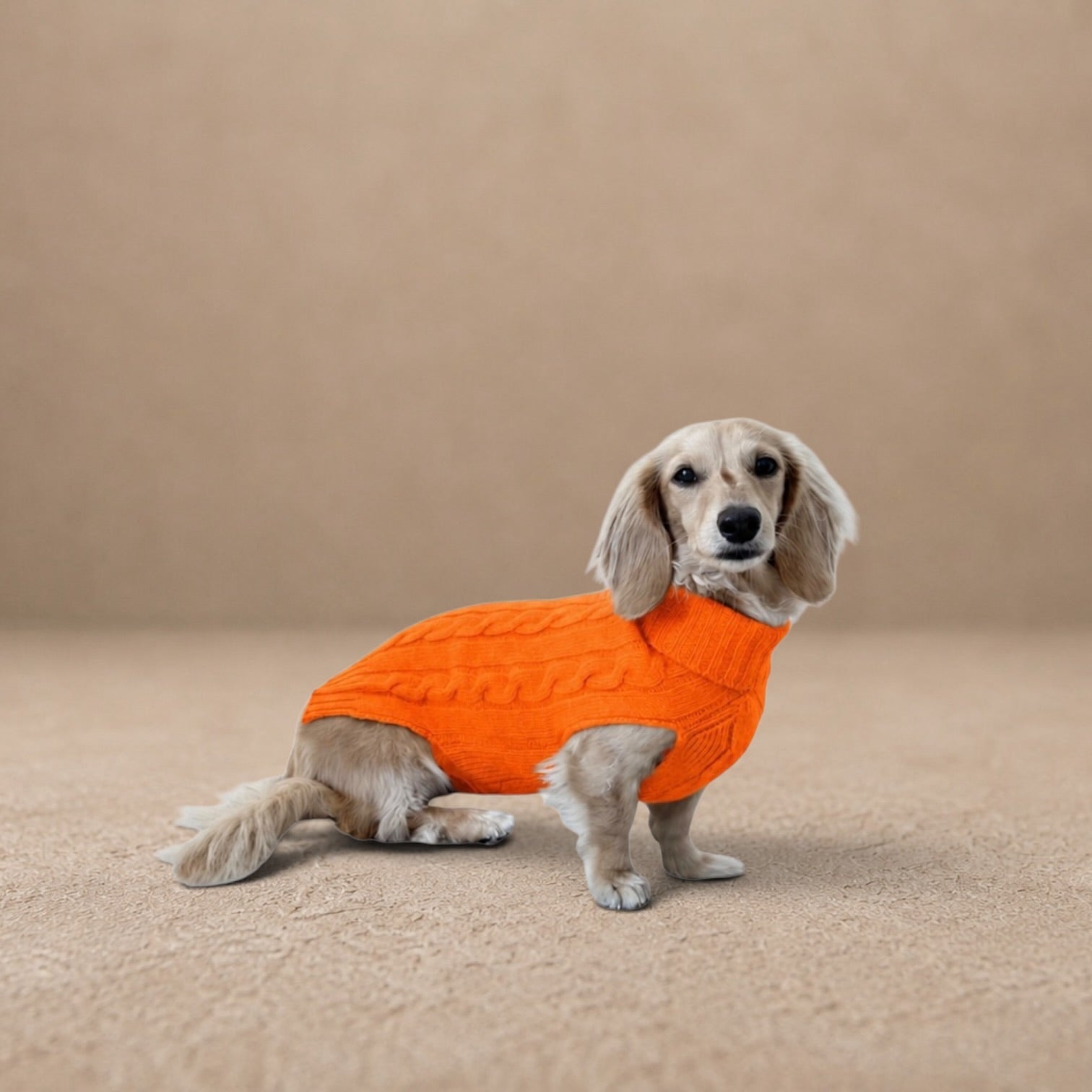 Cashmere Dog Jumper Cable Knit, Orange